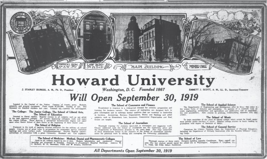 howard university advertisement 1919